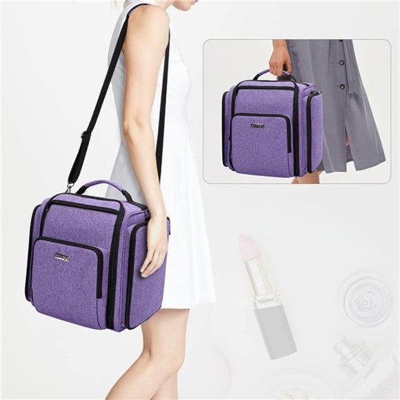 Makeup Bag Cosmetic Bag with 4 Inner Removable Pouches, Multifunctional Travel - Picture 6 of 6